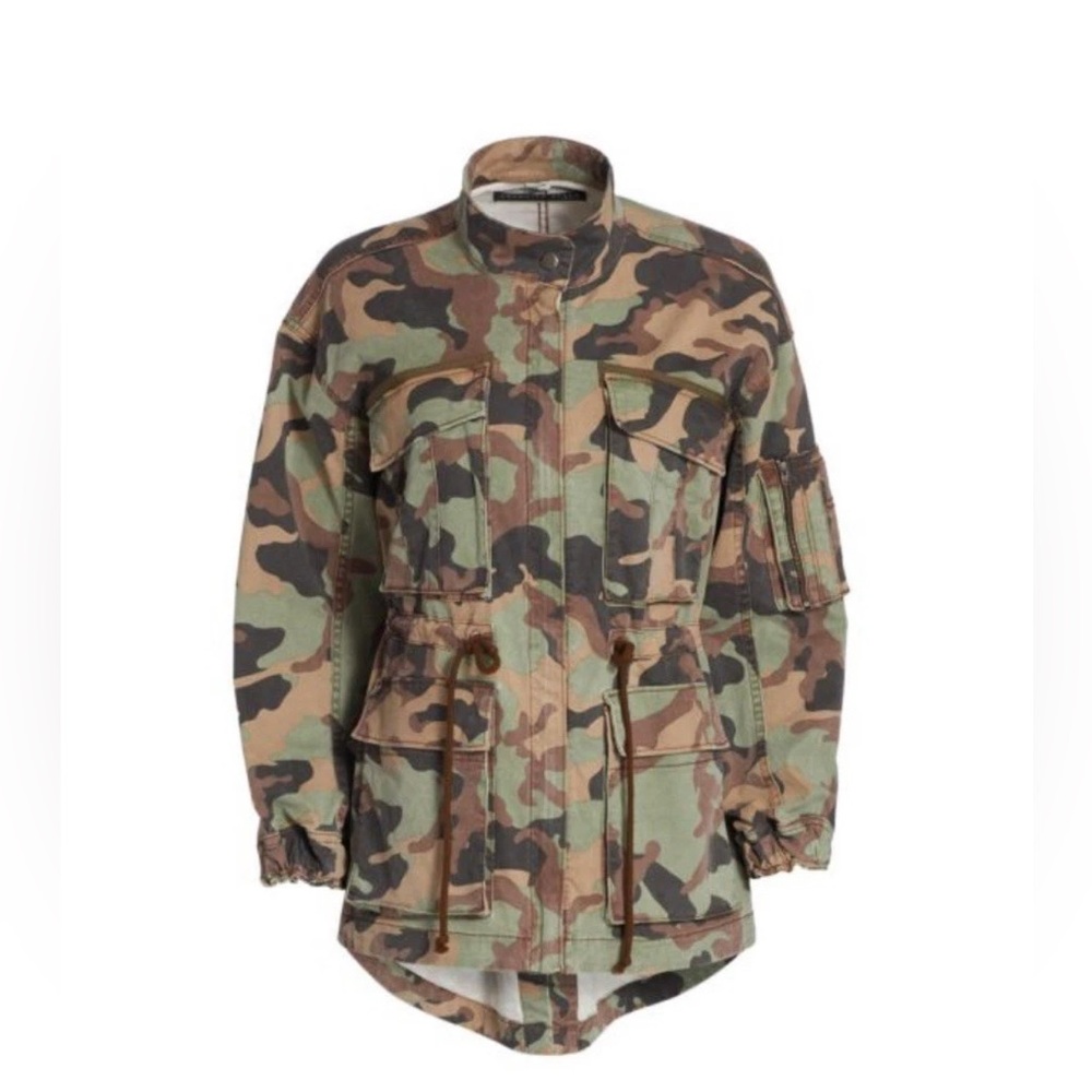 VERONICA BEARD $450 Sumner Anorak Camo Jacket Coat Military Green Utilitarian XS